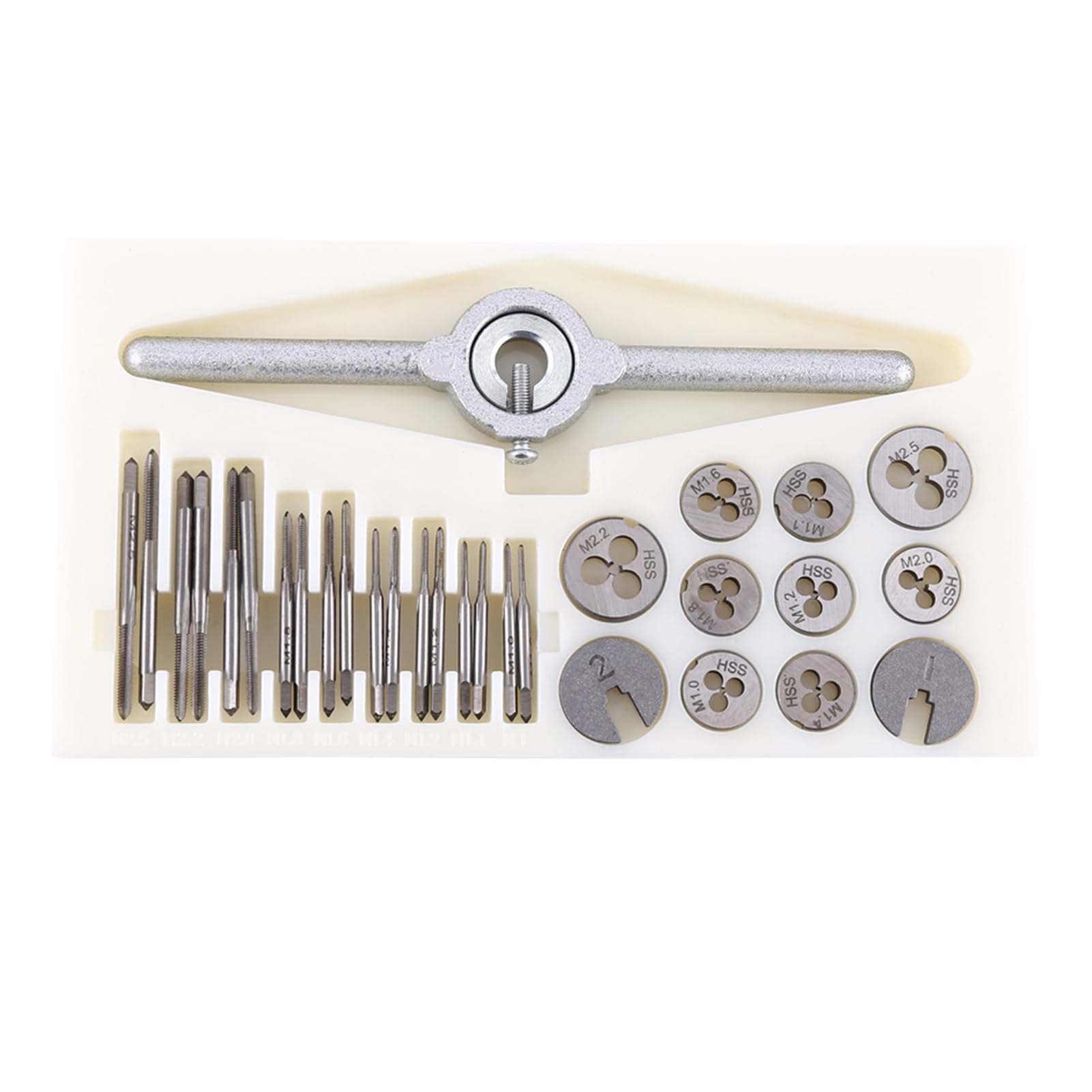 Set di Maschi e Filiere, Kit di Utensili per Filettatura HSS da 30 Pezzi con Chiavi per Filettatura Interna Ed Esterna, Maschiatura Manuale di Precisione