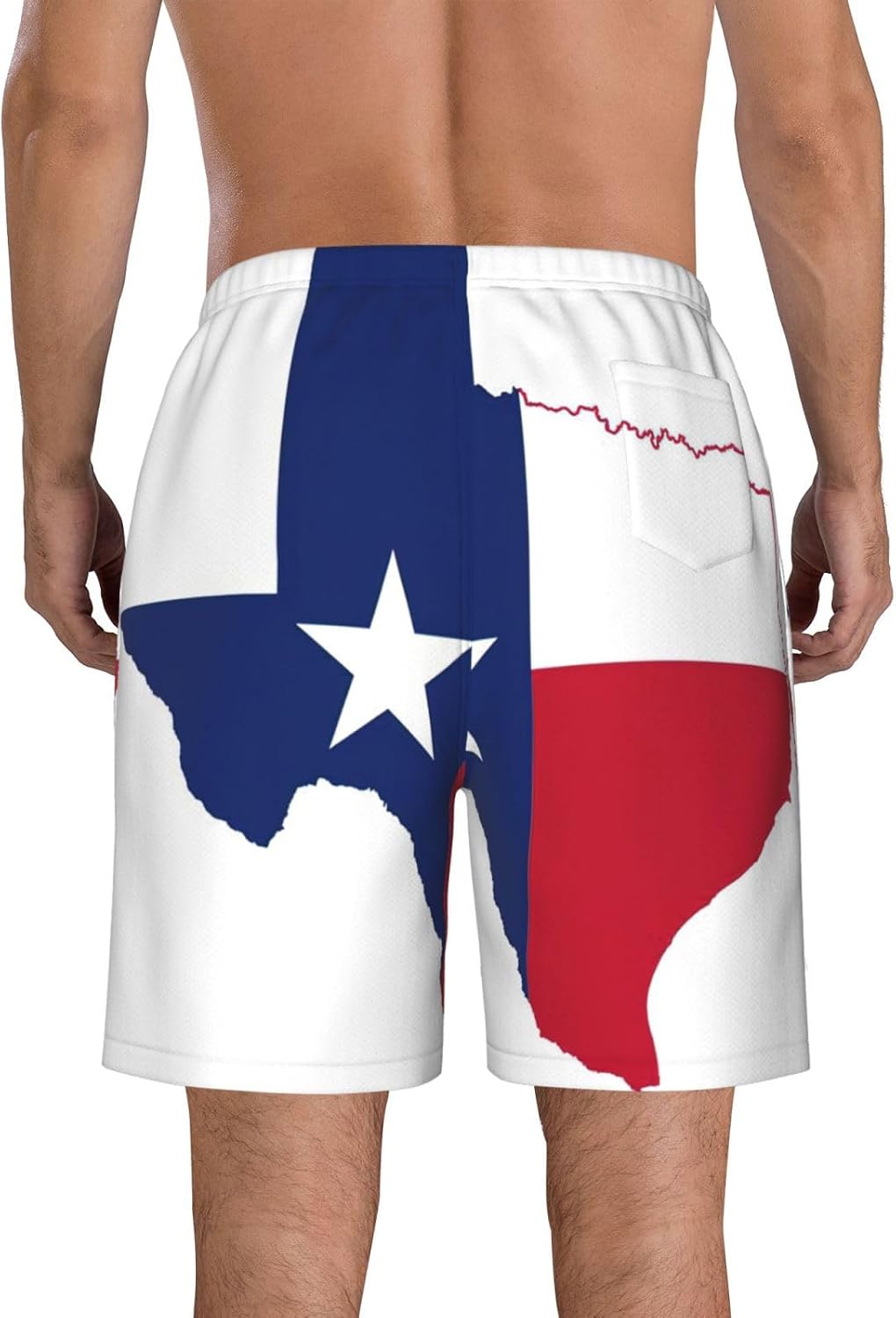 Mens Texas State Flag Map Print Beach Shorts,Casual Summer Shorts for Men,Quick Dry Polyester
