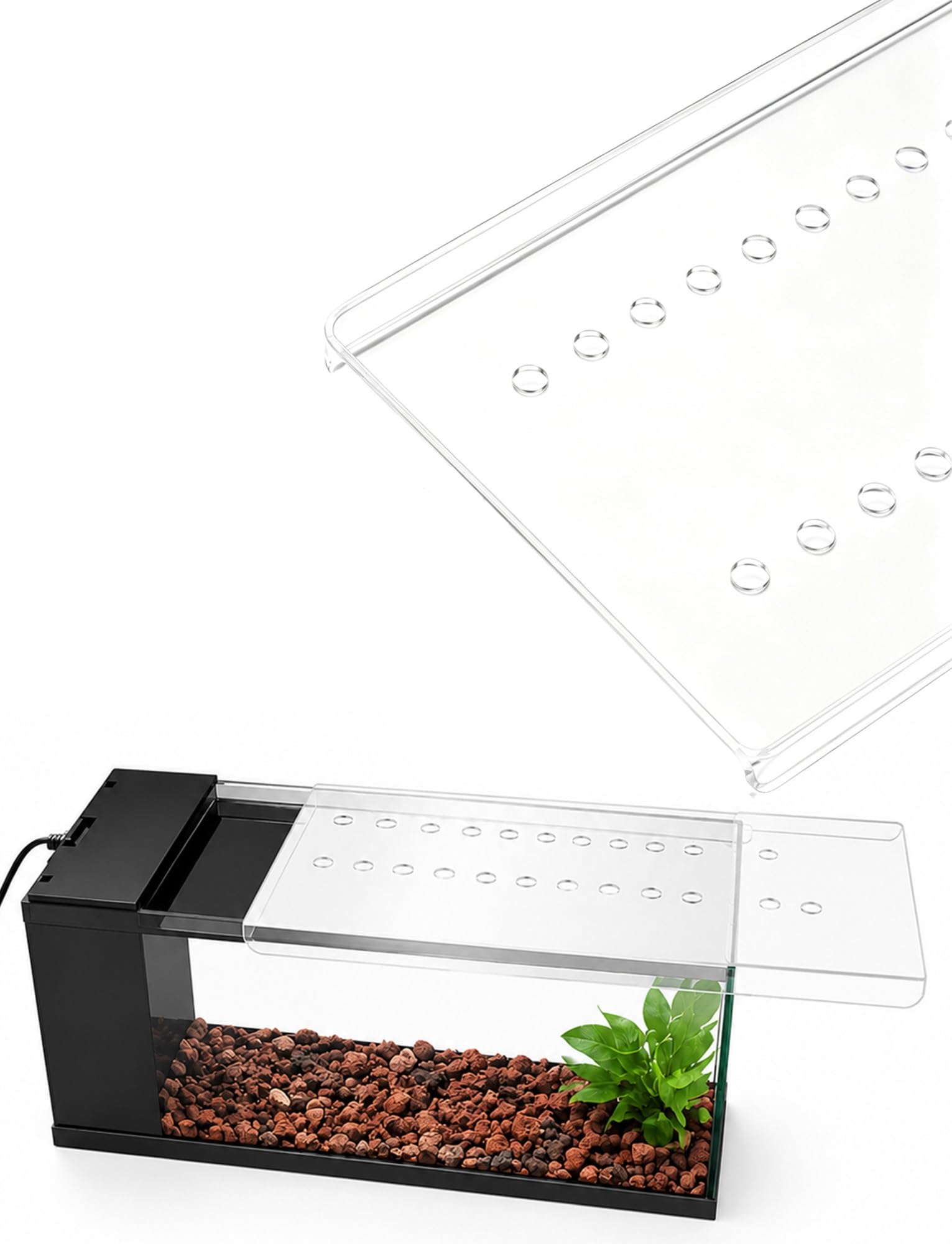 Akrylowa przesuwana pokrywka do akwarium | Wiele rozmiarów Przesuwana akrylowa osłona Otwory wentylacyjne Anti Jump Cat Proof(3 mm,11.8x8.0in/30cm x 20.4cm)