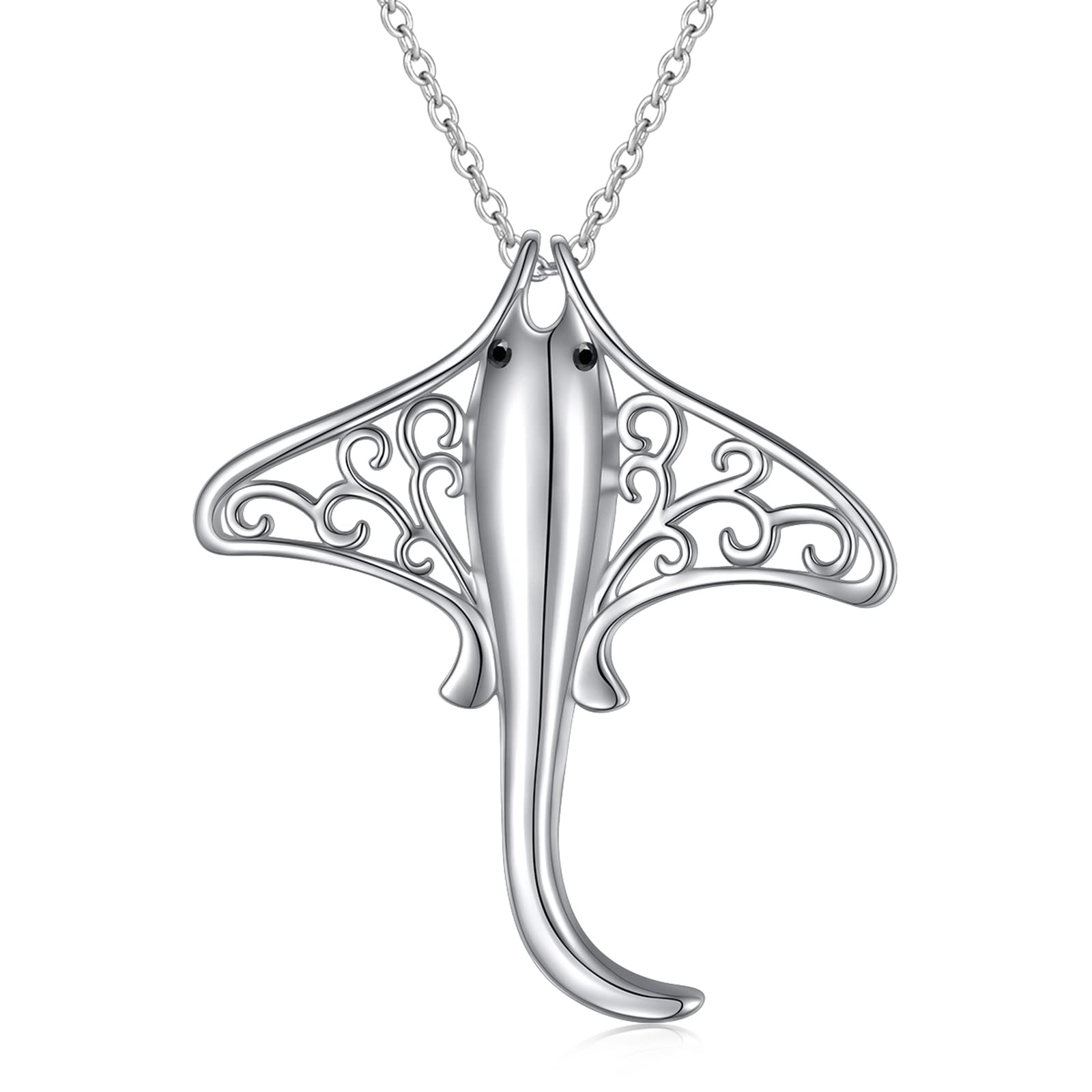DAOCHONG Rochenhalskette aus 925er-Sterlingsilber, Meerestier, Mantarochen-Anhänger, Halskette, Schmuck für Damen, Teenager, Mädchen, Herren