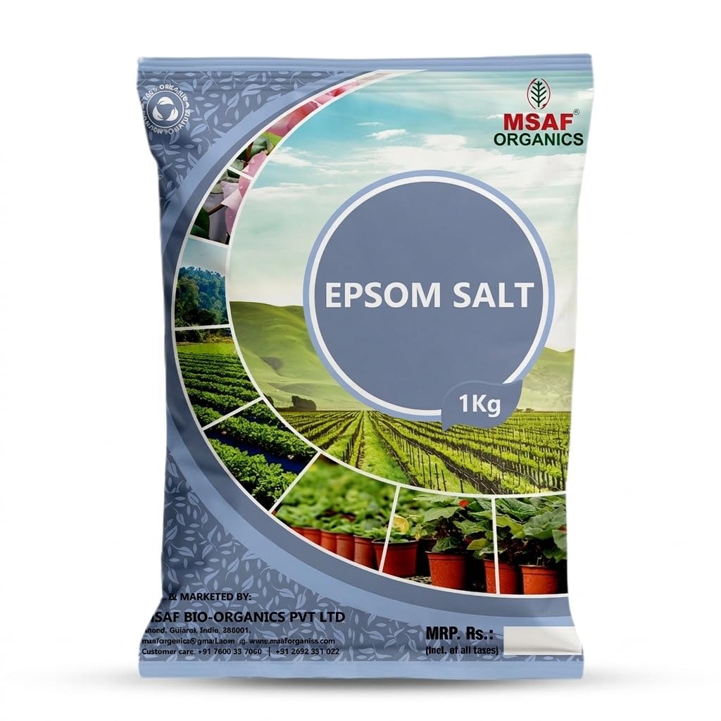 MSAF Organics Epsom Salt for Plants – 1 Kg | Magnesium Sulfate Plant Nutrient | Boosts Plant Growth, Greener Leaves & Flowering | Ideal for Garden, Vegetables & Indoor Plants-image-7