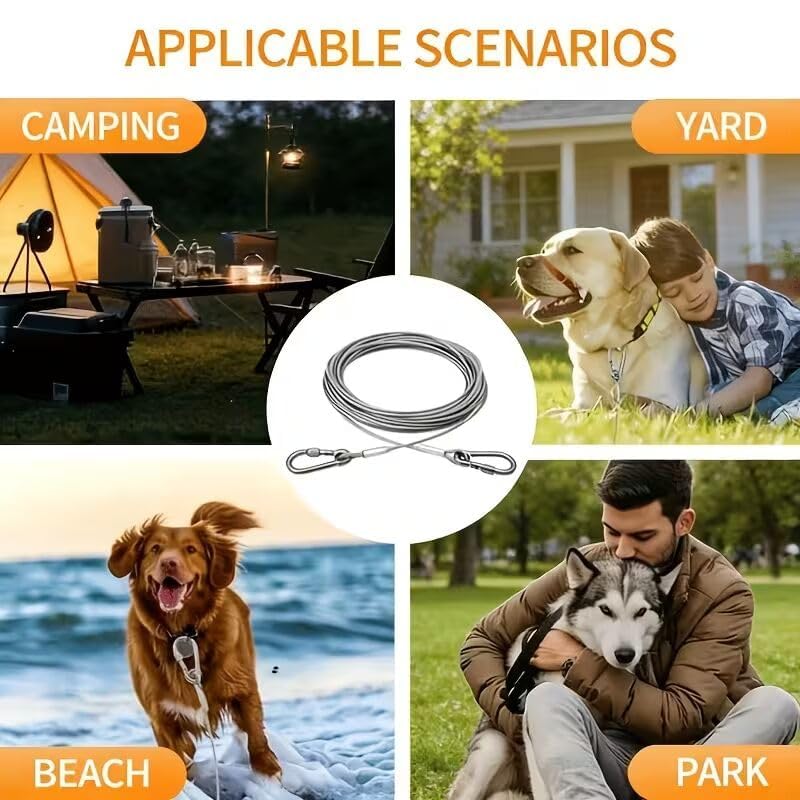 Image of Arano 10-Meter Heavy Duty Steel Cable Clothesline with Locking Carabiner
