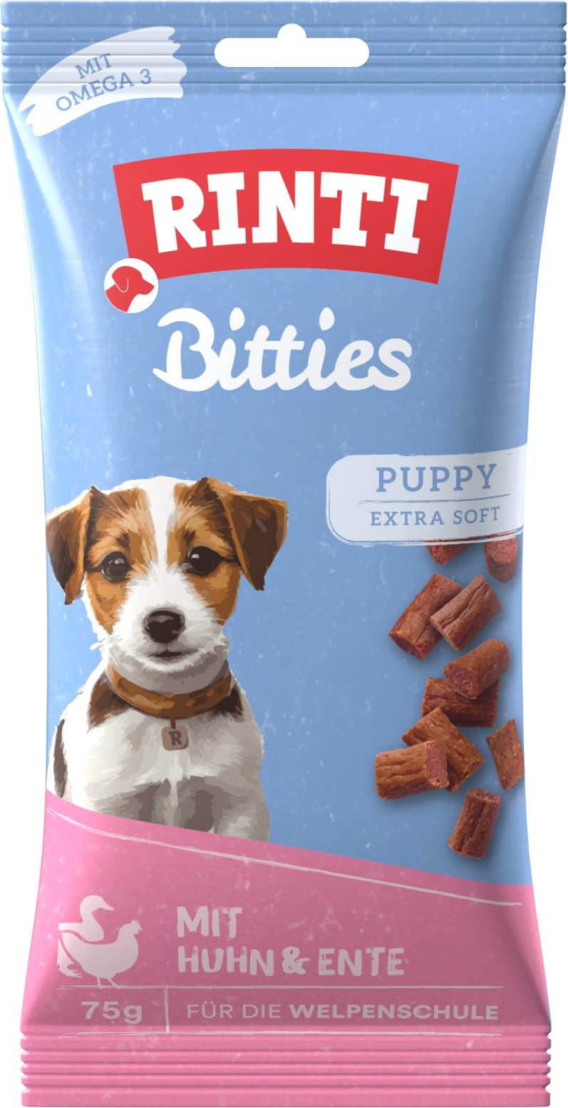 Rinti Extra Bitties Puppy kurczak i kaczka, 8 sztuk (8 x 75 g)