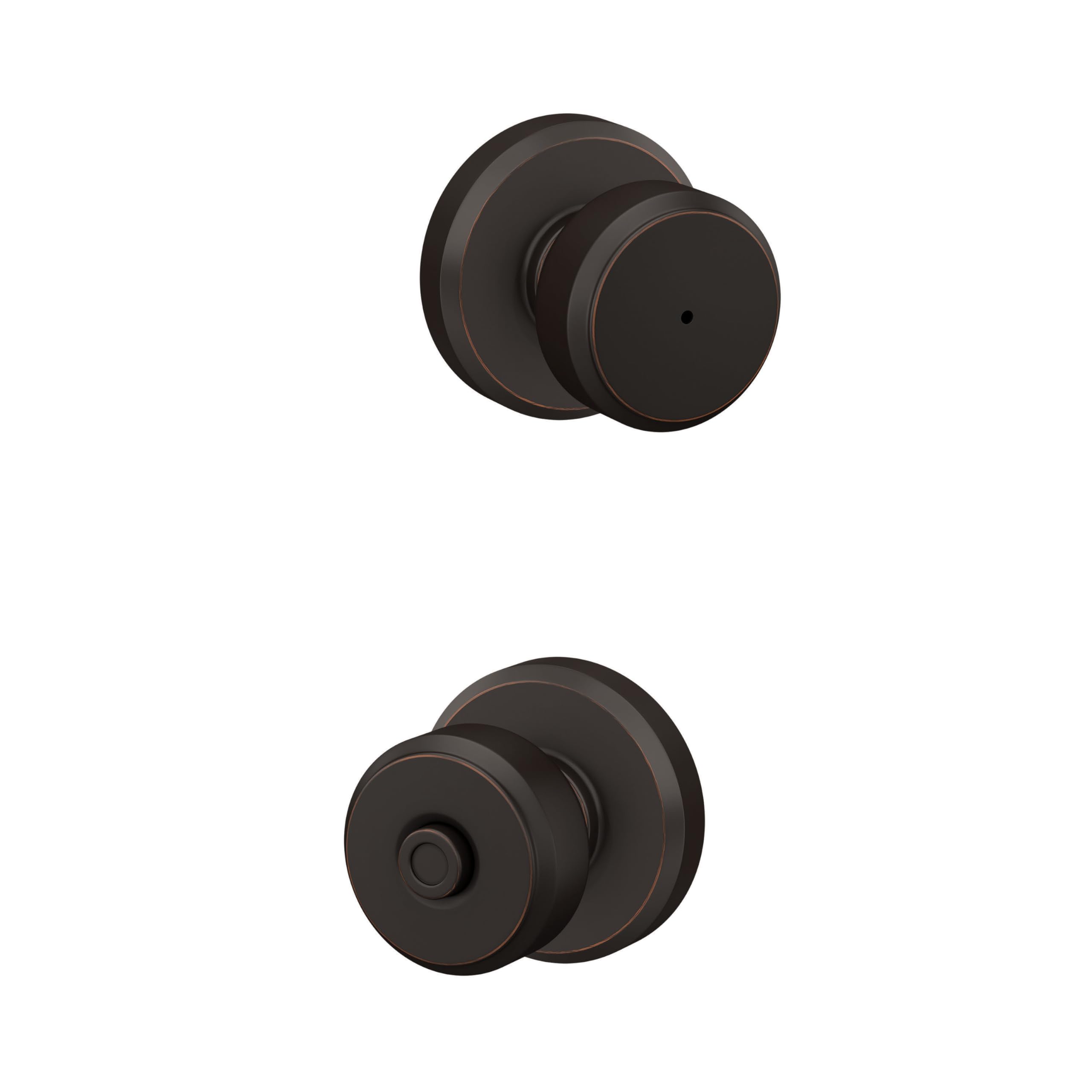 SCHLAGE Bowery Bed/Bath Privacy Door Knob with Lock, Aged Bronze