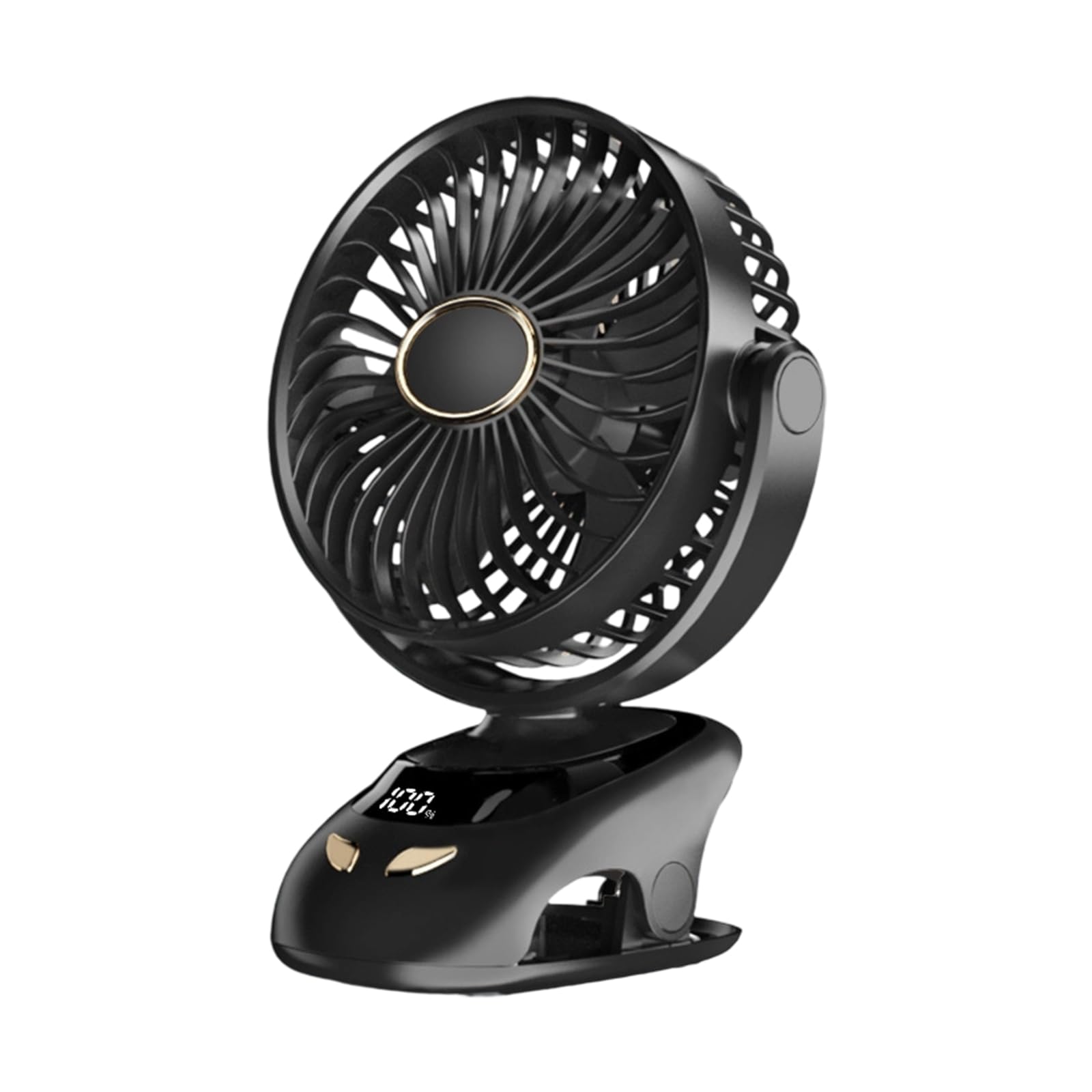 Kelisdi Clip on Fan Digital Display USB Powered Desk Fan USB Rechargeable Cooling Device for Homes and Baby Strollers LED Display Clip
