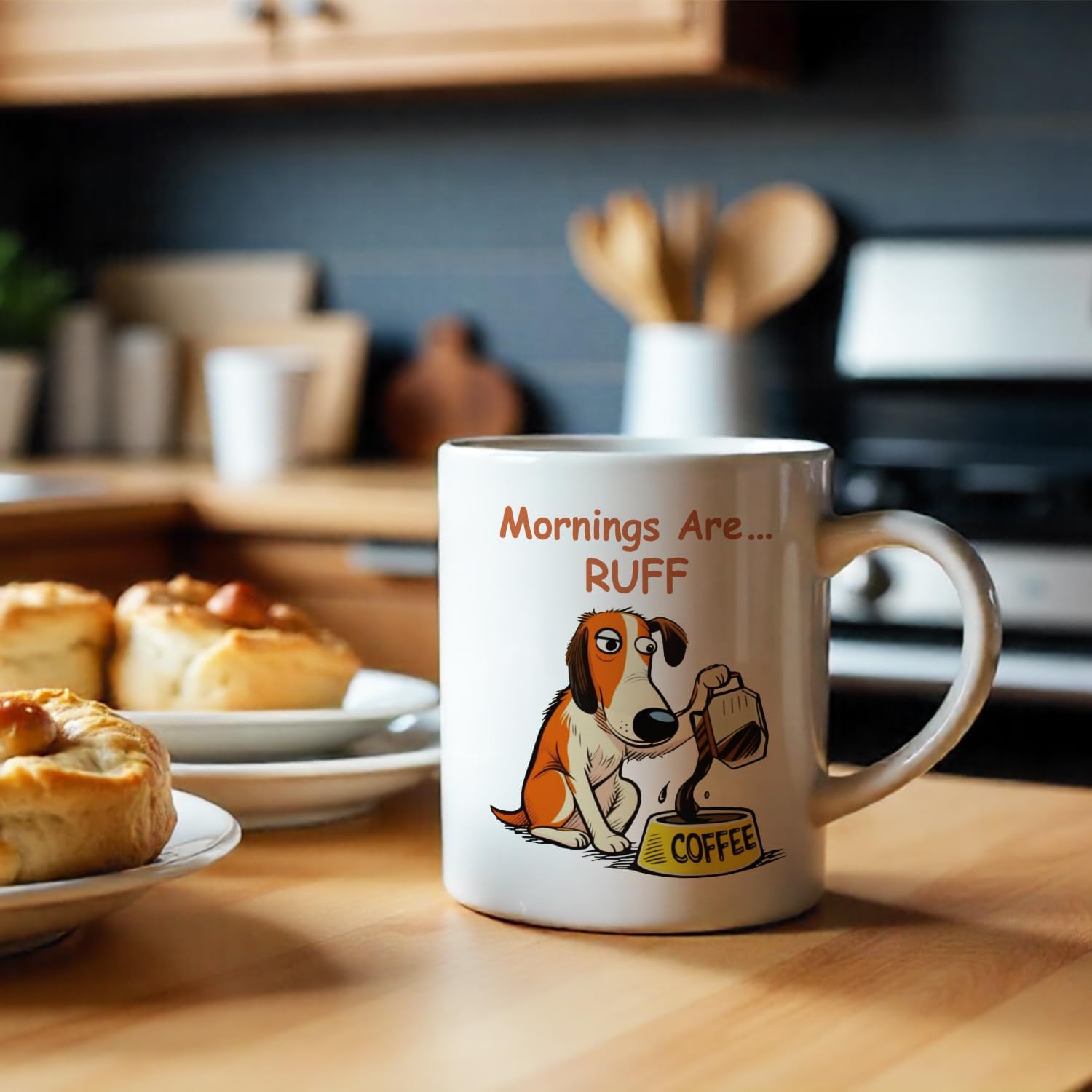 Funny Dog Coffee Mug, Mornings are Ruff, 11oz Ceramic Double Sided Print Coffee Tea Cup, Humor Office Gifts for Women Men Dog Lovers, Christmas Birthday Gifts for Employee Colleague Friend - Image 7