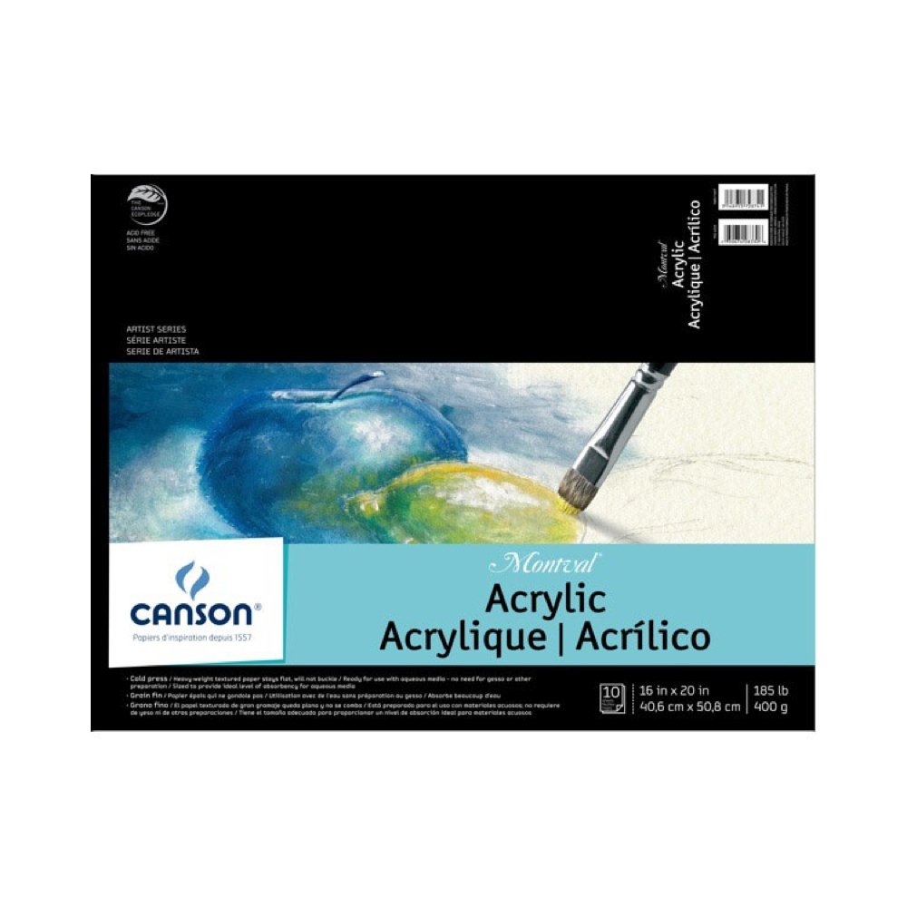 Canson Artist Series Acrylic Paper, Foldover Pad, 16x20 inches, 10 Sheets (185lb/400g) - Artist Paper for Adults and Students