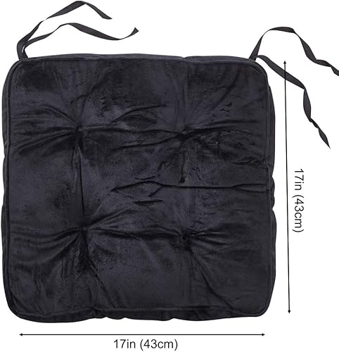 Miniatura 3 de Big Hippo Almohadillas cuadradas para silla con lazos, almohadillas de asiento suaves y gruesas para oficina, hogar o automóvil, 17 x 17 pulgadas