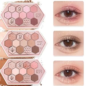 YAYAMIYA Cute Honeycomb 12 Color Makeup Palette, Eye Shadow Palette, Honeysugar Tea Powder, Eyeshadow, Ins, Eyeshadow Brush, Dual-Use, Waterproof, Sweat-proof, Highly Colorful, Lasting Eye Shadow, 0.4 oz (10.8 g) (02 Honey Tea Milk Coffee)