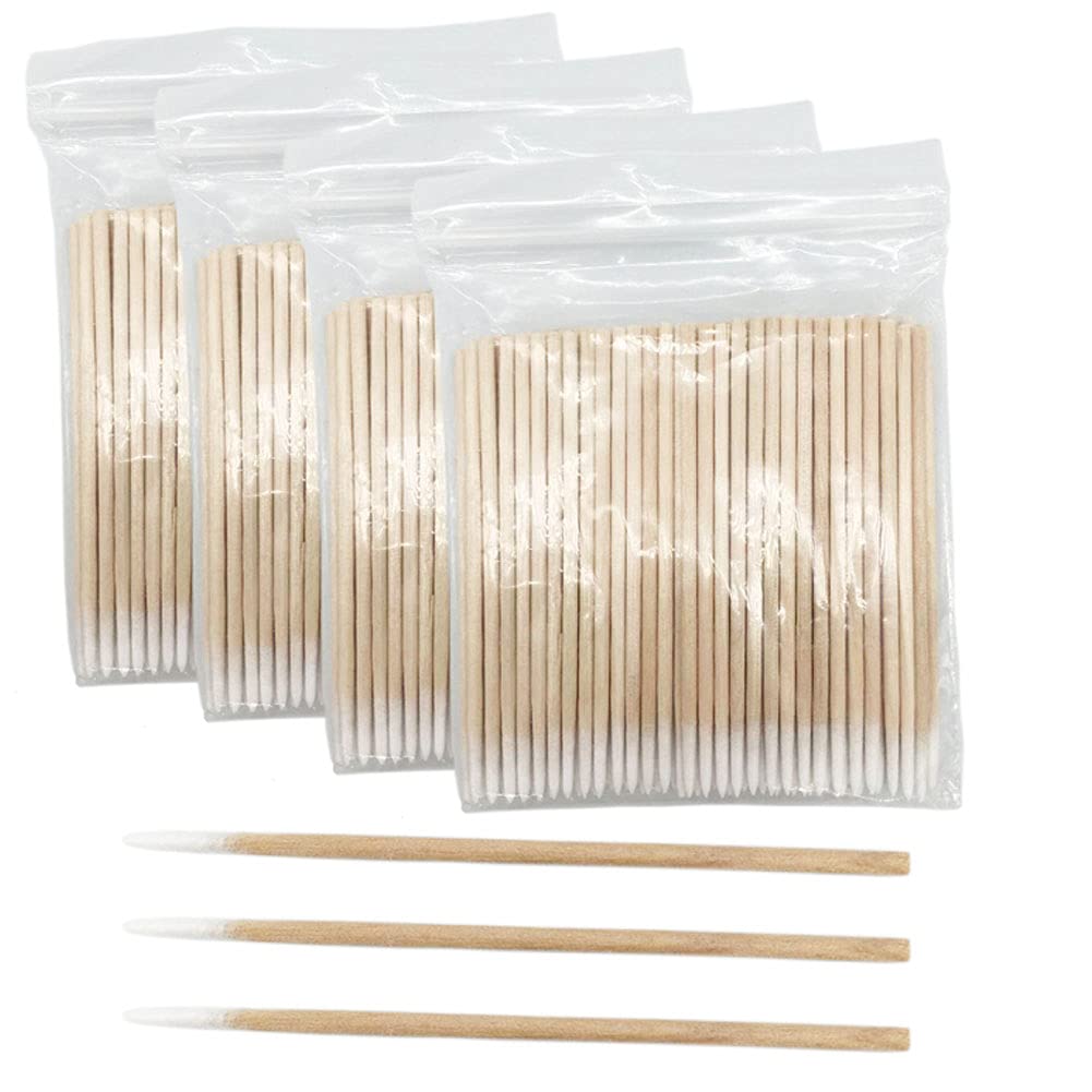 400pcs Microblading Cotton Swab with Wood Handle Small Pointed Tip Head for Eyebrow Tattoo Beauty Make-up Color Nail Seam Dedicated Dirty Picking Sticks