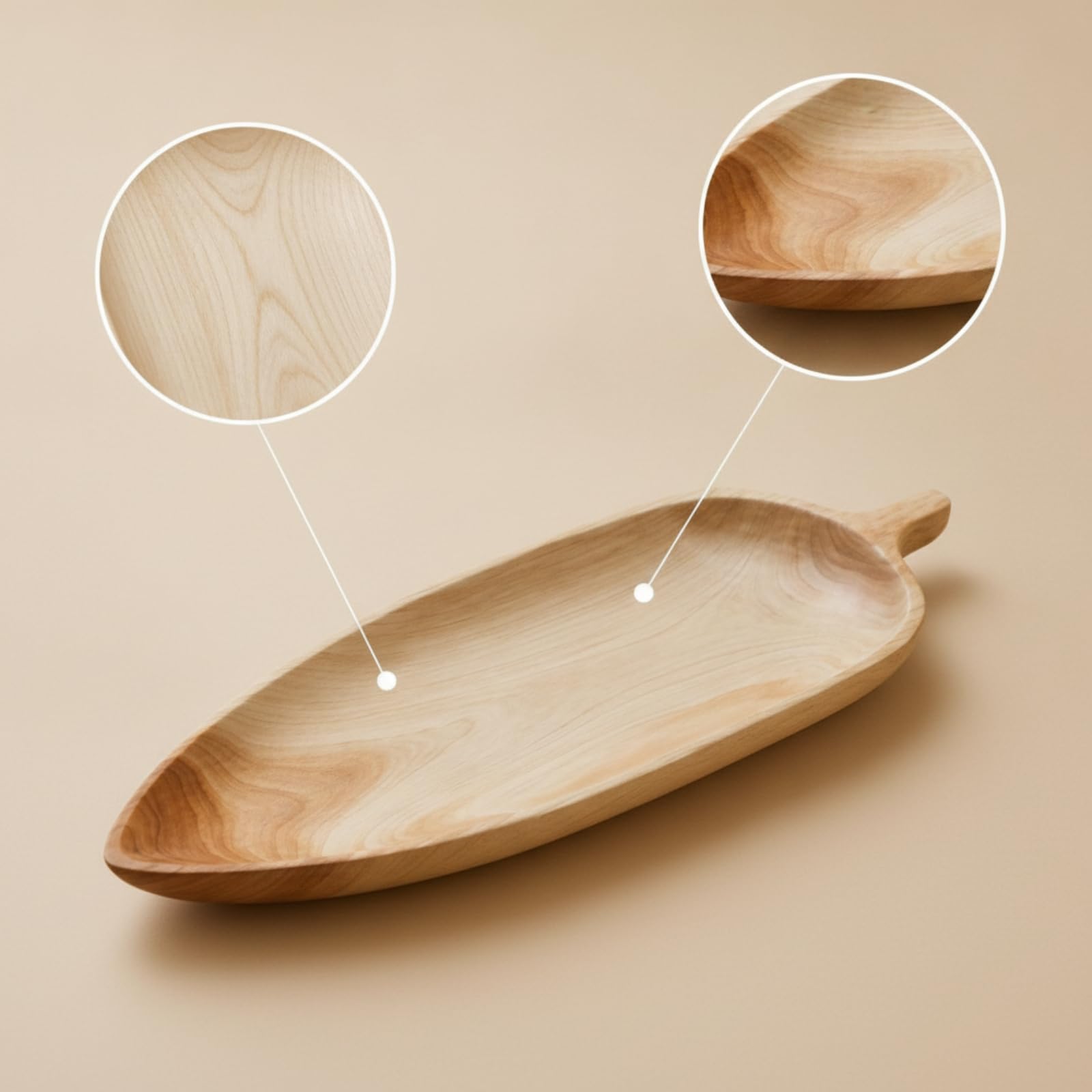 Bandeja de Madera Bandeja para Servir Plato de Servicio Decorativa Fuente para Aperitivos de con Visible y Textura Pulida Adecuada para Té Refrigerios y en Comedor Cocina Sala 45x16x4cm