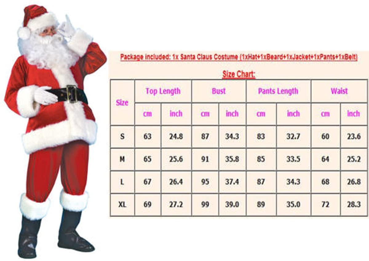 Herren Damen Kostüm Weihnachtsmann Partei Cosplay Outfits anzüge Santa Claus Nikolauskostüm Deluxe Samt Erwachsene Santa Anzug Regal Plüsch Vater Samt Cosplay Kostüm