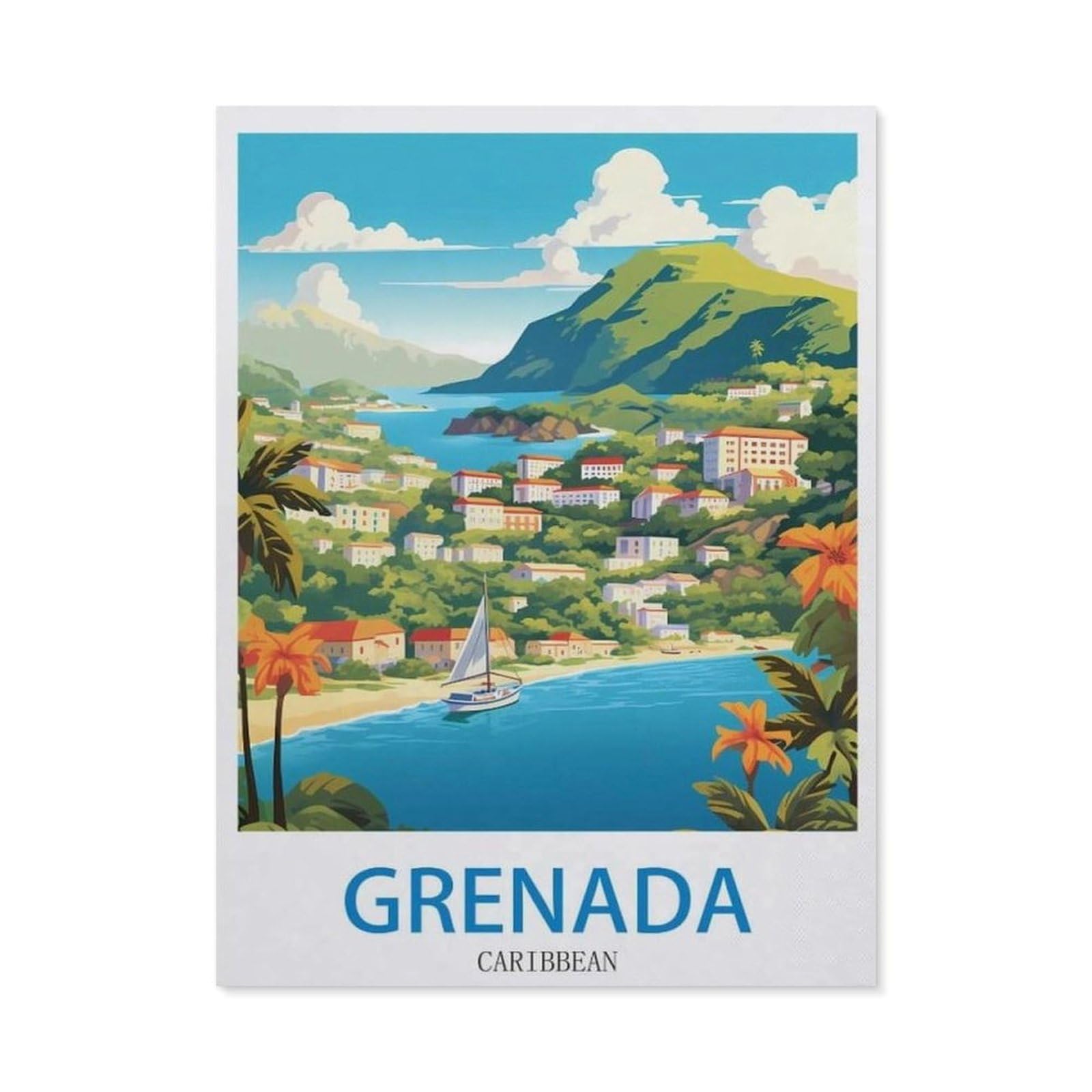 Grenada Caribbean，Vintage Metal Sign Kitchen Bathroom Office Bar Coffee Garage Cave Home Living Wall Decor(30x40cm）12x16 inch-ED78