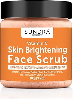 Sundra Skin Brightening Face Scrub (100g) | Vitamin C & Walnut Exfoliator for Clear, Glowing Skin | Blackhead & Whitehead Removal for Men & Women