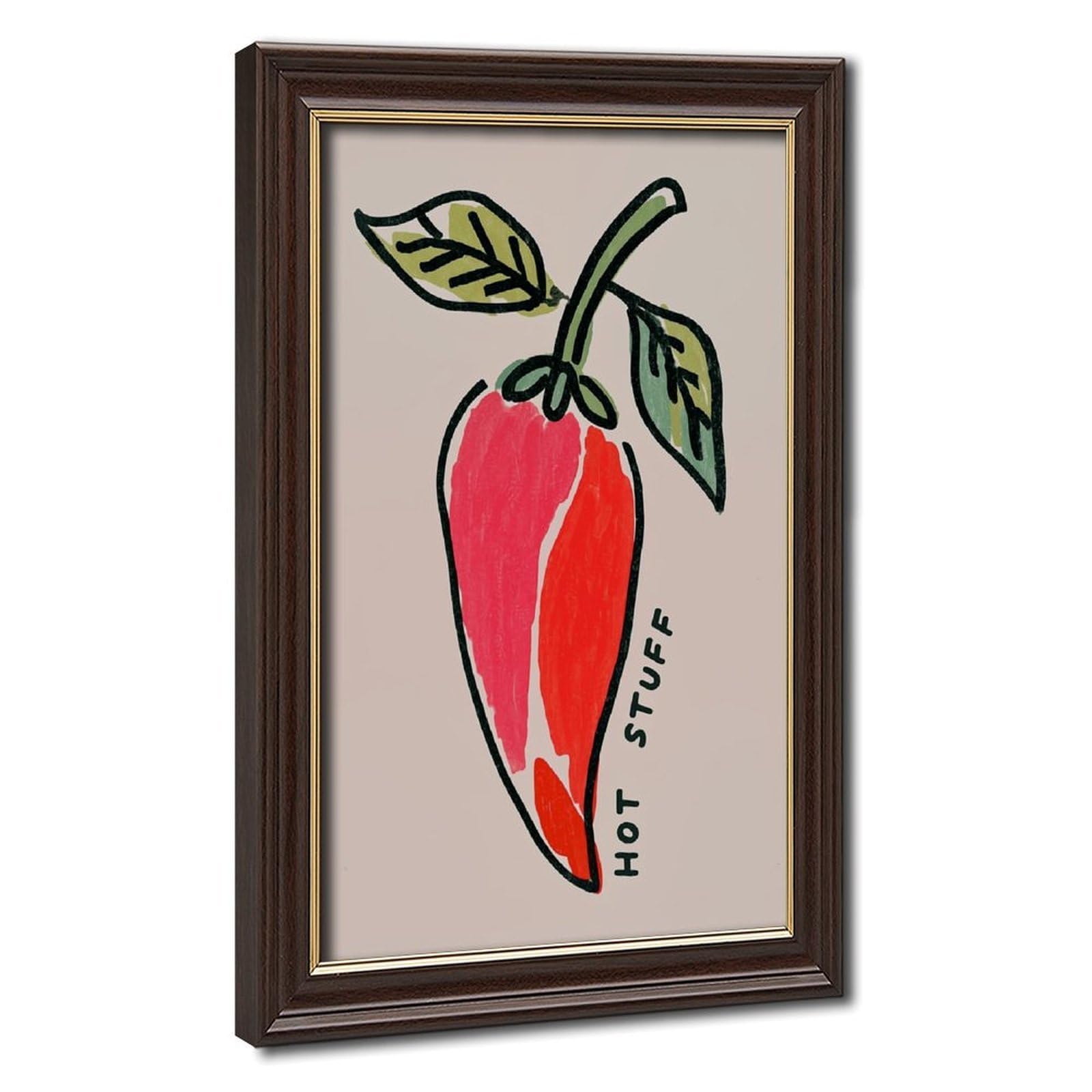 Hot Stuff Chili Pepper Illustration Canvas Poster for Home Decor Gift