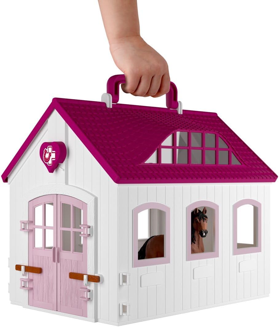 Schleich HORSE CLUB - 64PC Happy Horse Hospital with Figurines - Realistic Vet Clinic for Imaginative Equestrian Play - Veterinary Office for Pretend Play for Girls and Boys - Kids Ages 5+ | 42787