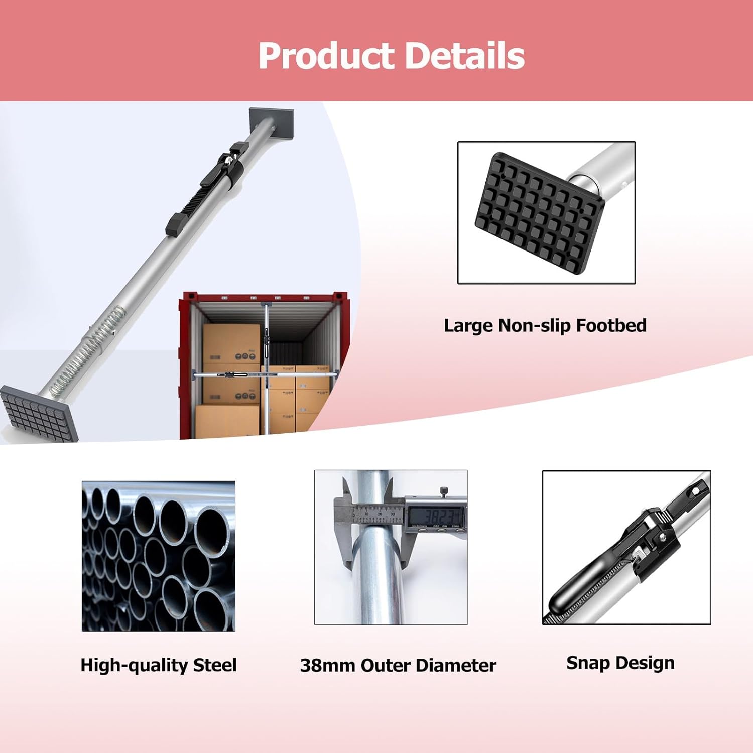 Adjustable Cargo Stabilizer Bar for Full-Size Trucks, SUVs, Vans & Pickup Trucks - Extends 51.2" to 109.4" for Secure Cargo Control (72-87" Round Tube Load Bar)