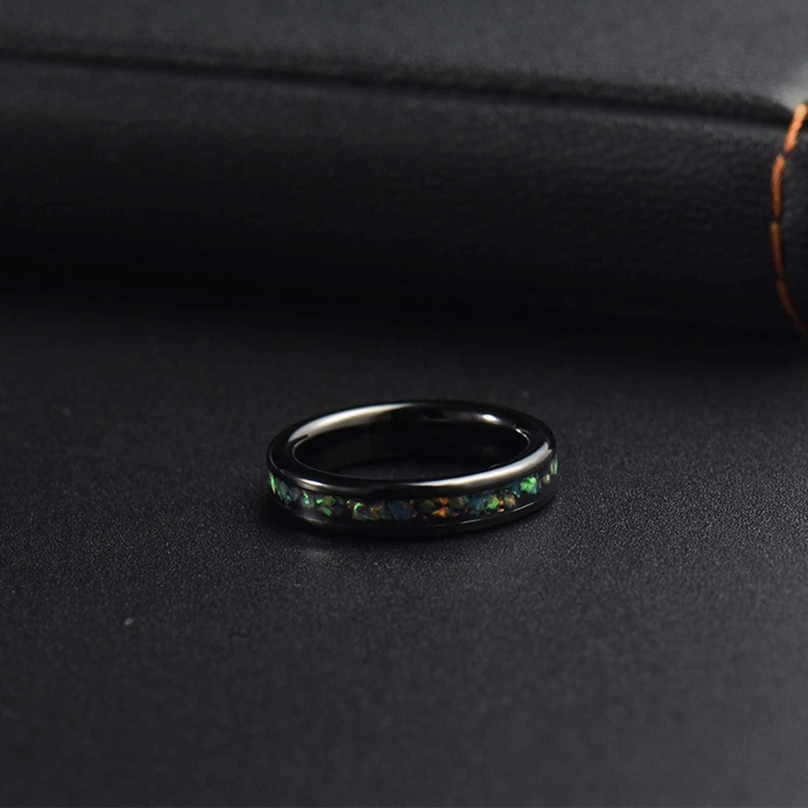 Anillo de Boda Acero Inoxidable Hombre y Mujer,Anillos Compromiso Baratos Mujer y Hombre 4MM Anillo Negro con Redondo