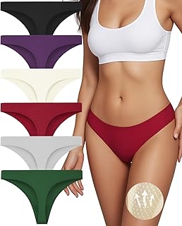 Thongs for Women Seamless Breathable Soft Underwear No Show Ladies Panties 6 Pack