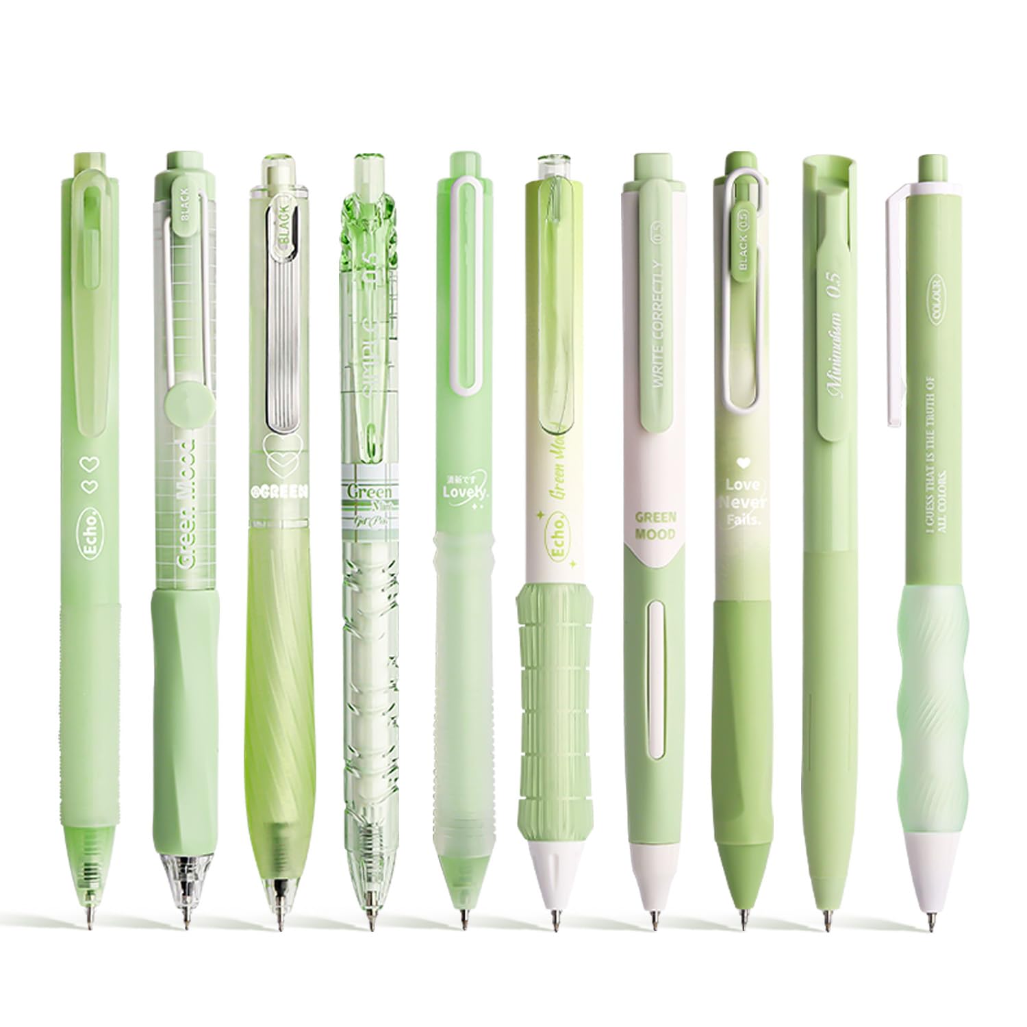 VideMundi 10 Count Pastel Gel Ink Pen Set,Cute Note Taking 0.5mm Fine Point Retractable 10 Count Black Ink Pens with for Writing, Journaling, School,