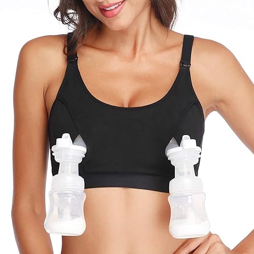 Lupantte Hands Free Pumping Bra, Breast Pump Bra, Adjustable Breastfeeding Nursing Bra for Holding Breast Pumps Like Spectra, Lansinoh, Philips