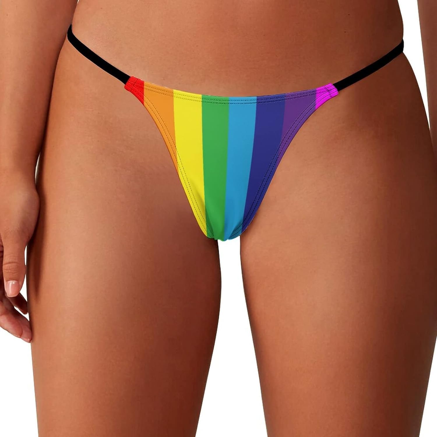 Fjqwklf Women's As Pic Rainbow Gay Pride Lgbt G-String Sexy T-Back Thongs Brief Panties Low Rise Underwear