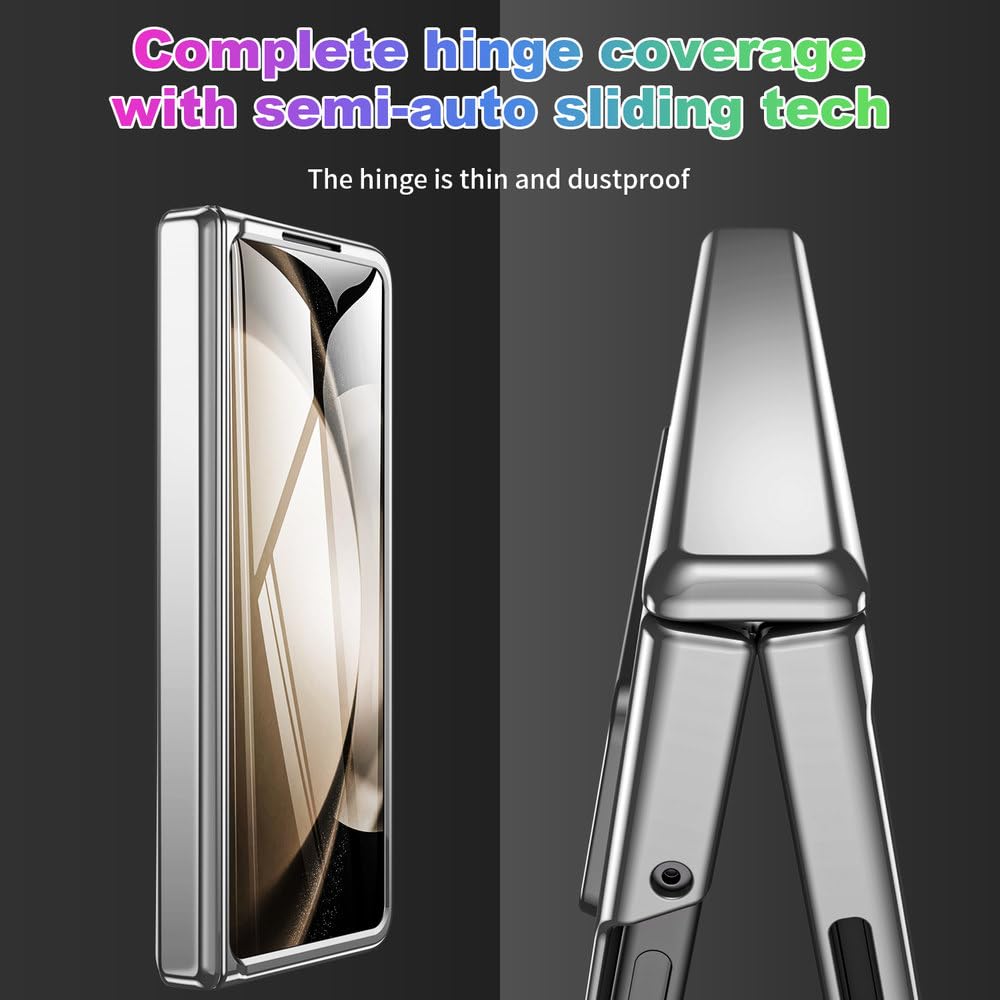 para Samsung Galaxy Z Fold 5 Funda con protección de bisagra Cubierta galvanizada para Galaxy Z Fold 4 3 Funda con Protector de Pantalla, Negro, para Samsung Z Fold 4