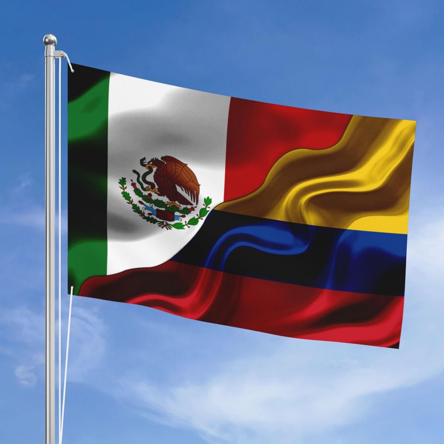 Mexican Mexico And Usa American Flag Flag 4x6 Ft Double-Sided Printing Thickened Three-Ply Fabric Outdoor Flags Banner Decorations