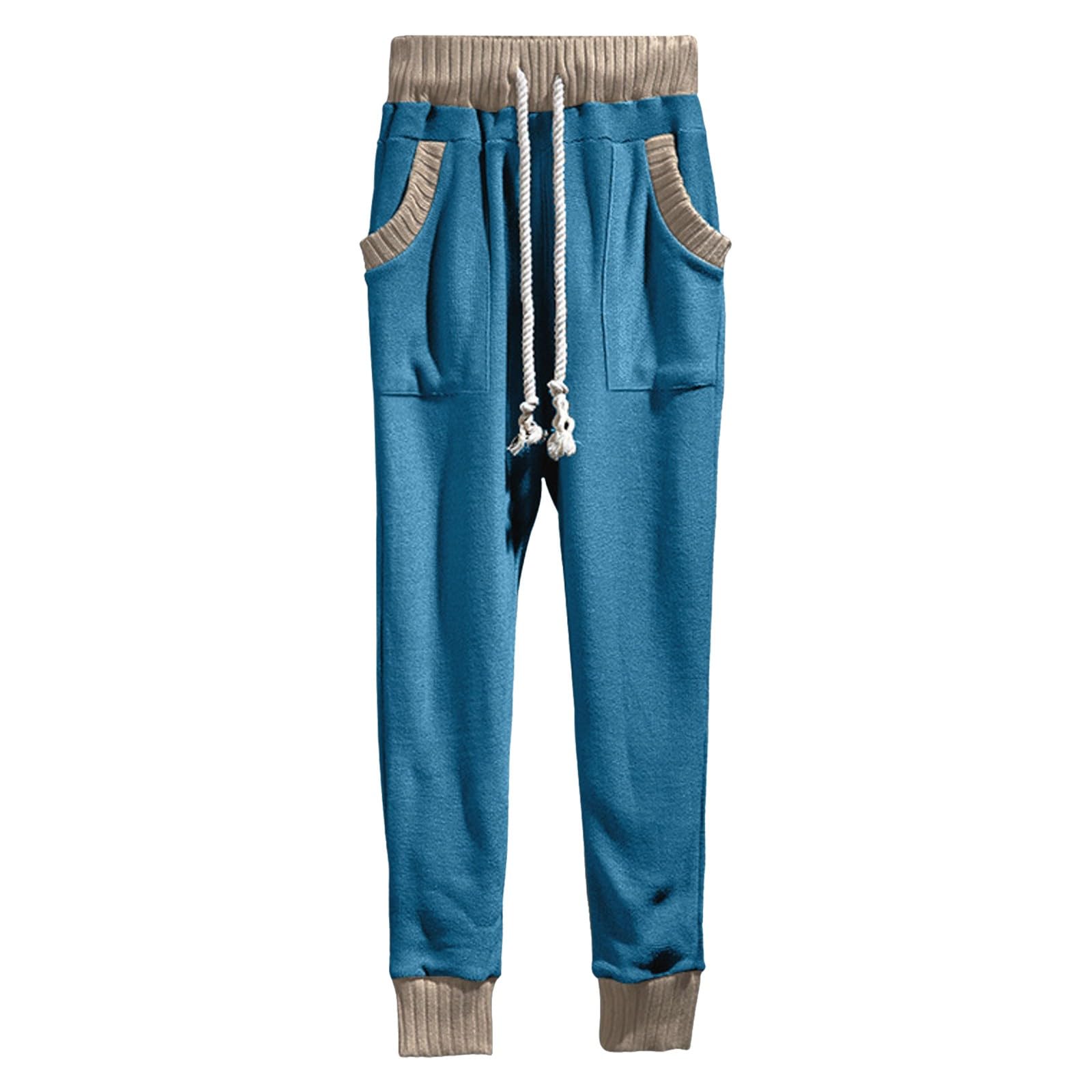 Generico Pantaloni Tuta Uomo Cotone,Pantaloni Lunghi Casual da Uomo Pantaloni Eleganti Non Stirati Antirughe più Pantaloni da Abito Ispessiti in Pile