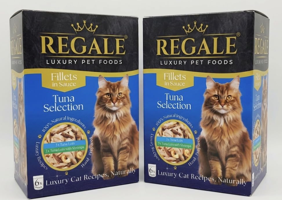 Regale Luxury Cat Food Fillets in Sauce, Tuna Selection, 100% Natural Ingredients, 2 x 6 Pouches