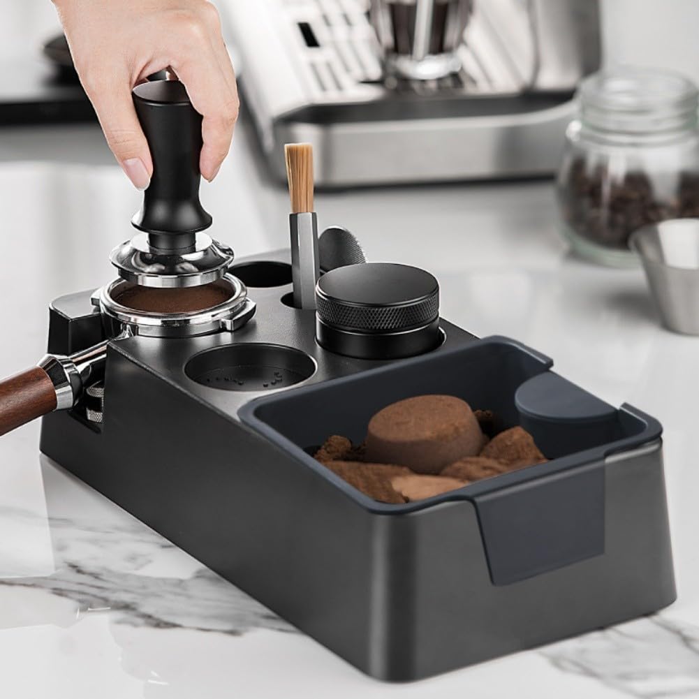 Pudełko do espresso z antypoślizgową podstawą, akcesoria do kawy, z 51, 53, 58 mm, tamper i dystrybutor, biała kawa, dla baristów