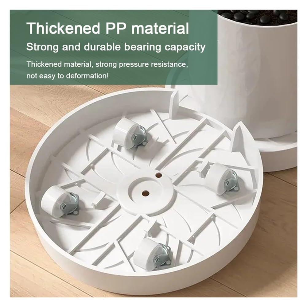 Untersetzer für Blumentöpfe Universal Stille Unsichtbare Rad Blumentopf Mobile Tablett Outdoor Balkon Kunststoff Anlage Stehen(White,M)
