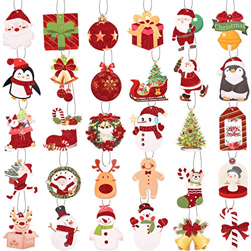 150 Pieces Christmas Tags with Ribbon Tie Strings Glitter Foil Christmas Tag Labels Christmas Holiday Tags for DIY Xmas Present Wrap and Label Package Name Card (30 Designs)
