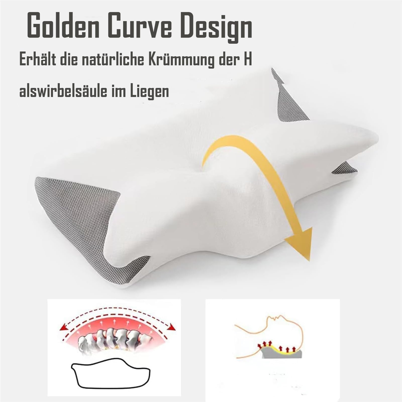 Die Erleichterung, Auf Die Sie Gewartet Haben, Kissen, Ergonomisches OrthopäDisches Kissen mit Konturierter UnterstüTzung füR Seiten, RüCken, und BauchschläFer (Weiß)