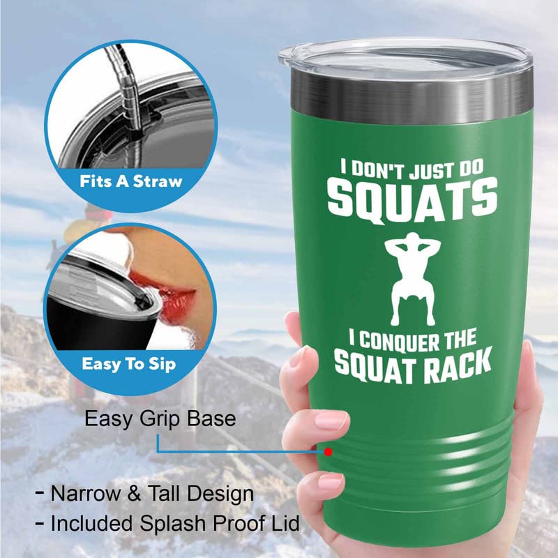 Flairy Land Gym Squat Green Tumbler 20oz - the squat rack - Squat Bar Weights Funny Workout Pullup Rack Squat Tack Fitness