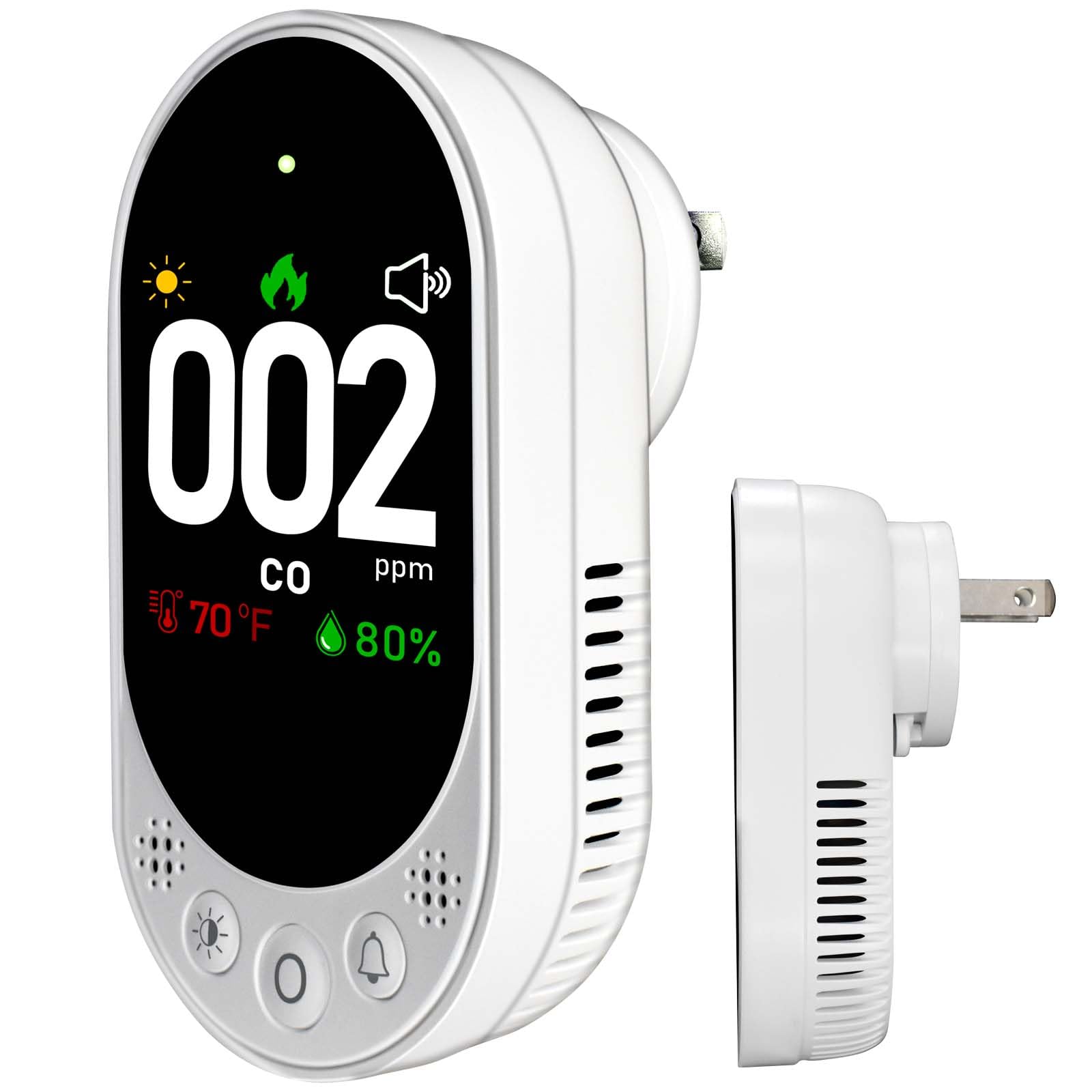 LSENLTY Carbon Monoxide Detector Plug in, Portable CO Monitor for Travel, Check CO, Temp and Humidity, HD Screen&Indicator Visual&Audible Alert for RV Camping Travel