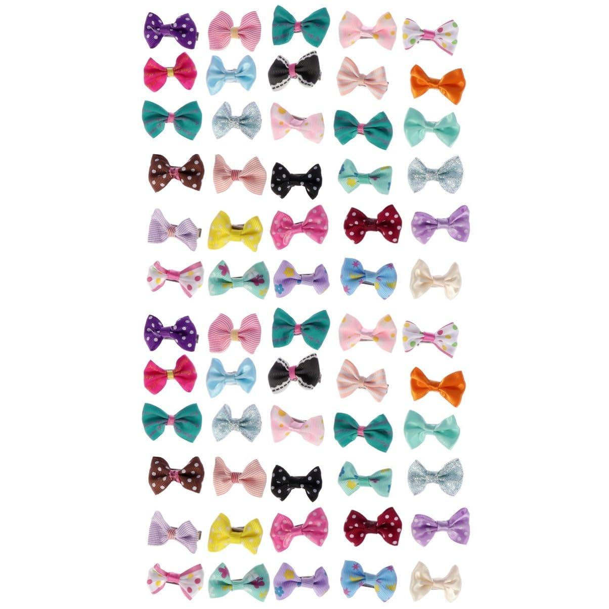 60 Pcs Bowknot Alligator Pet Dog Hair Clips - Mixed Style Grooming Accessories for Dogs Puppies, Cats - Assorted Colors