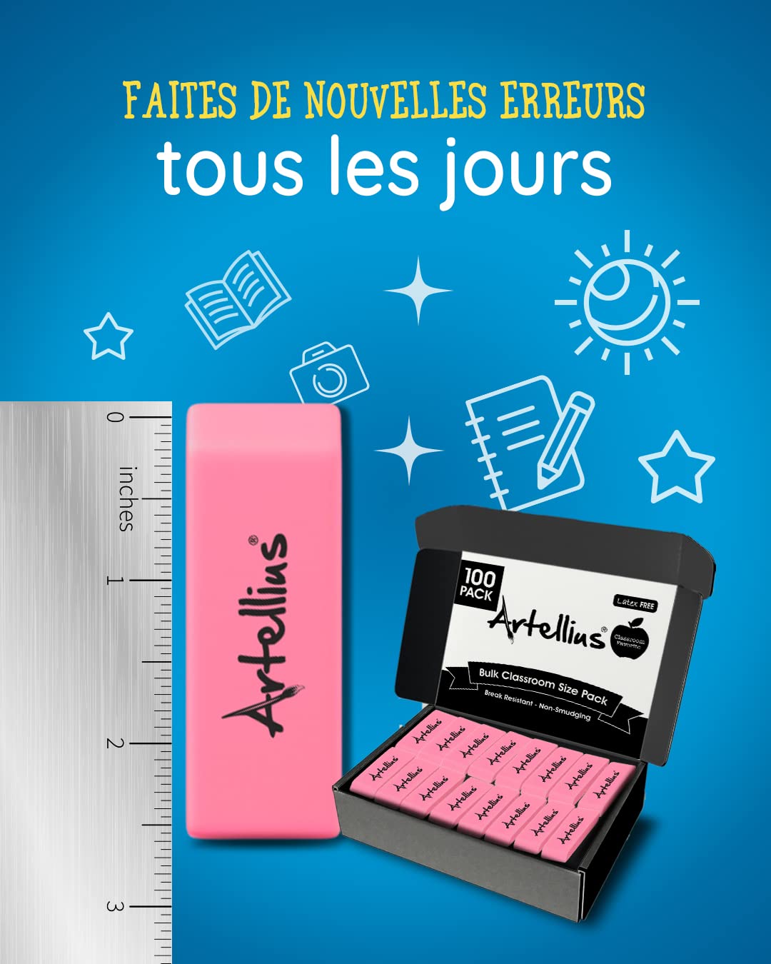 Lot De 5 Gommes Roses Rétractables - Avec 4 Recharges - Manchon De Protection - Pour école, Bureau, Maison