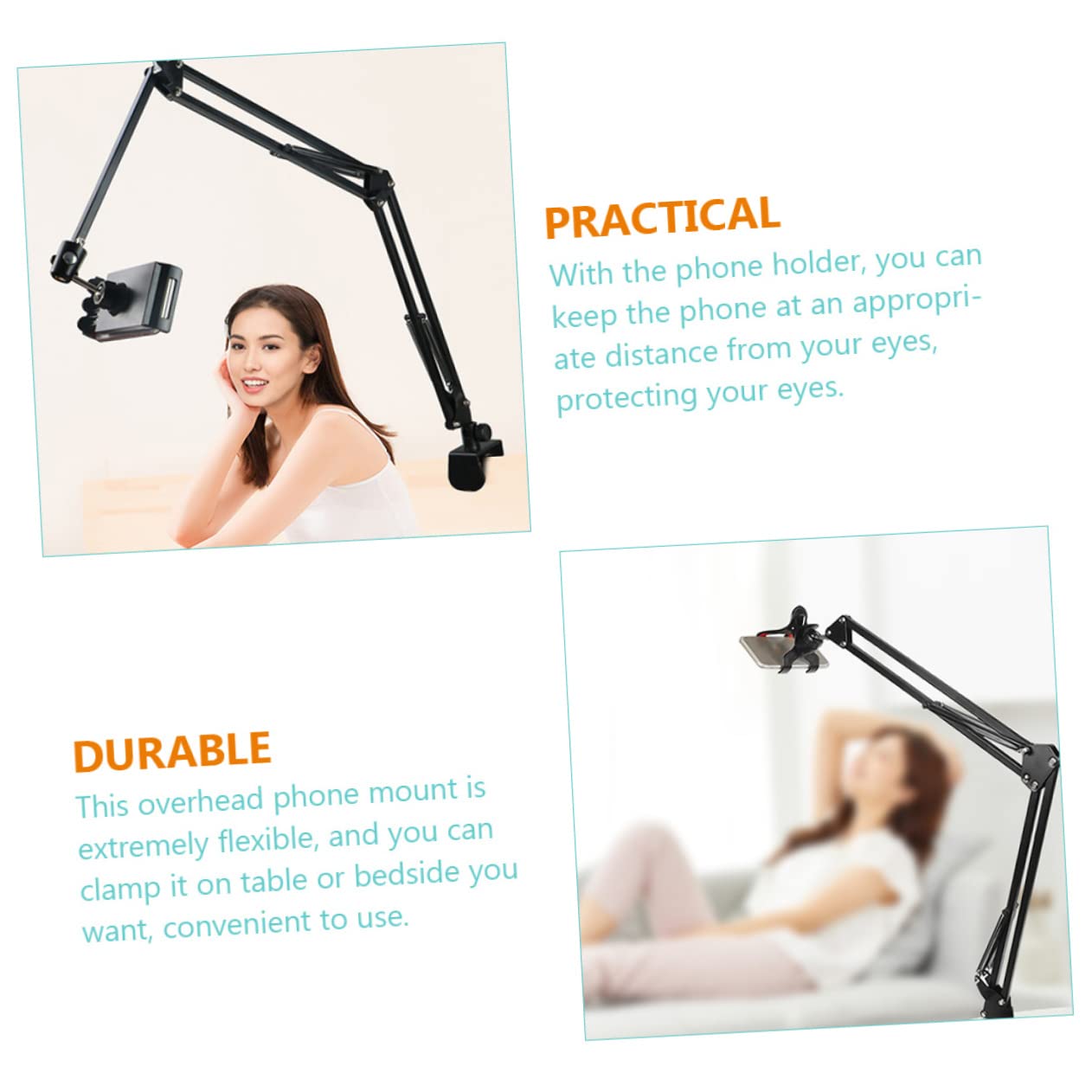 Levemolo Soporte para Teléfono Móvil De Brazo para Cabecera Soporte Ajustable Plegable para Teléfono De Mesa o Cama Compatible Smartphones y Tabletas