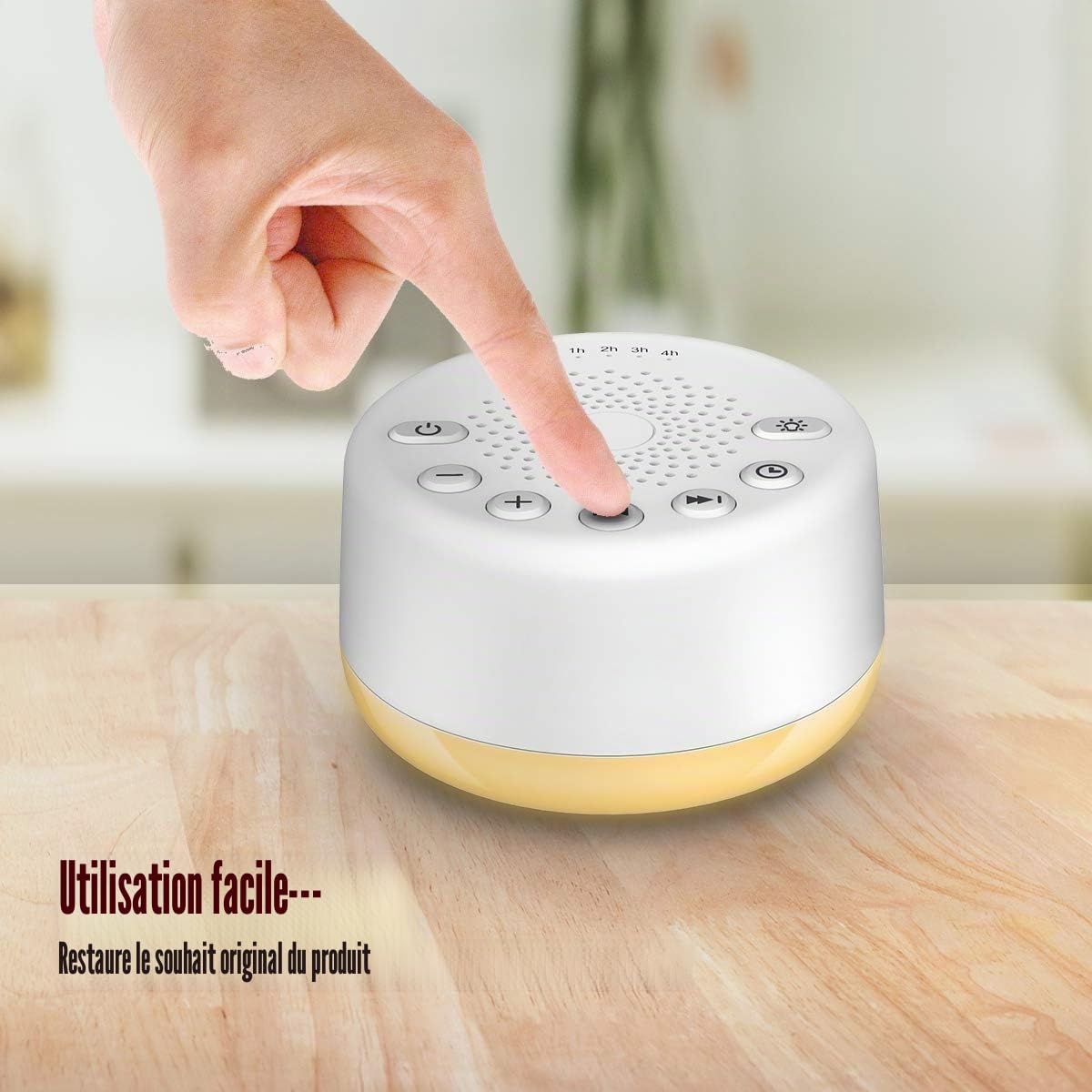 Easysleep Machine à bruit blanc avec 25 sons apaisants et veilleuses avec 32 niveaux de volume et 5 minuteries Fonction mémoire pour adultes, bébés et enfants (blanc)