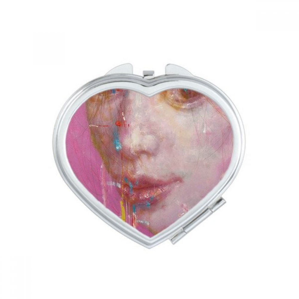 Peinture à l'huile coeur design sur miroir compact double face résistant