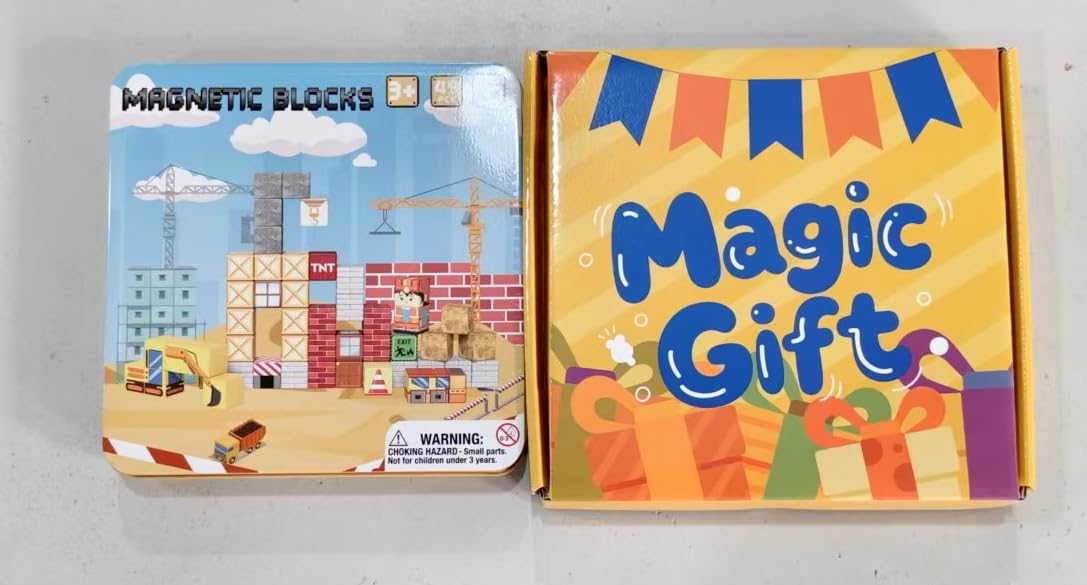 EASEYN Magnetische Bausteine, 49 Teile Magnetbausteine Reiseset mit Tragbarer Eisenbox für Kinder, Magnetwürfel Bauspielzeug Magnetspiel ab 3 4 5 6 7 8 Jahre Jungen und Mädchen (2CM Magnetblöcke)