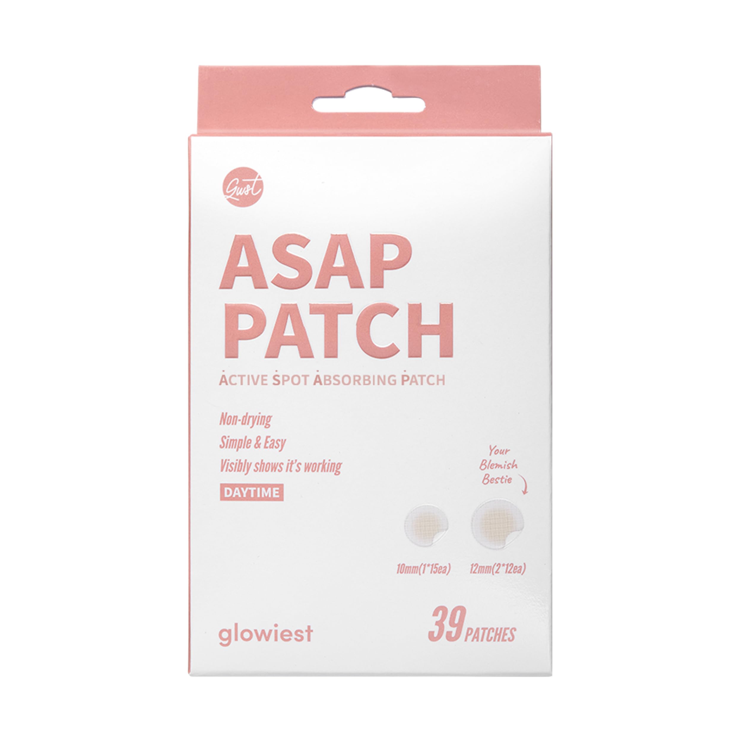 glowiest ASAP Active Spot Alleviating Patch 39 Patches [Daytime] 10mm (1 * 15ea) & 12mm (2 * 12ea) | Premium Hydrocolloid Dressing | Simple & Easy Active Treatment