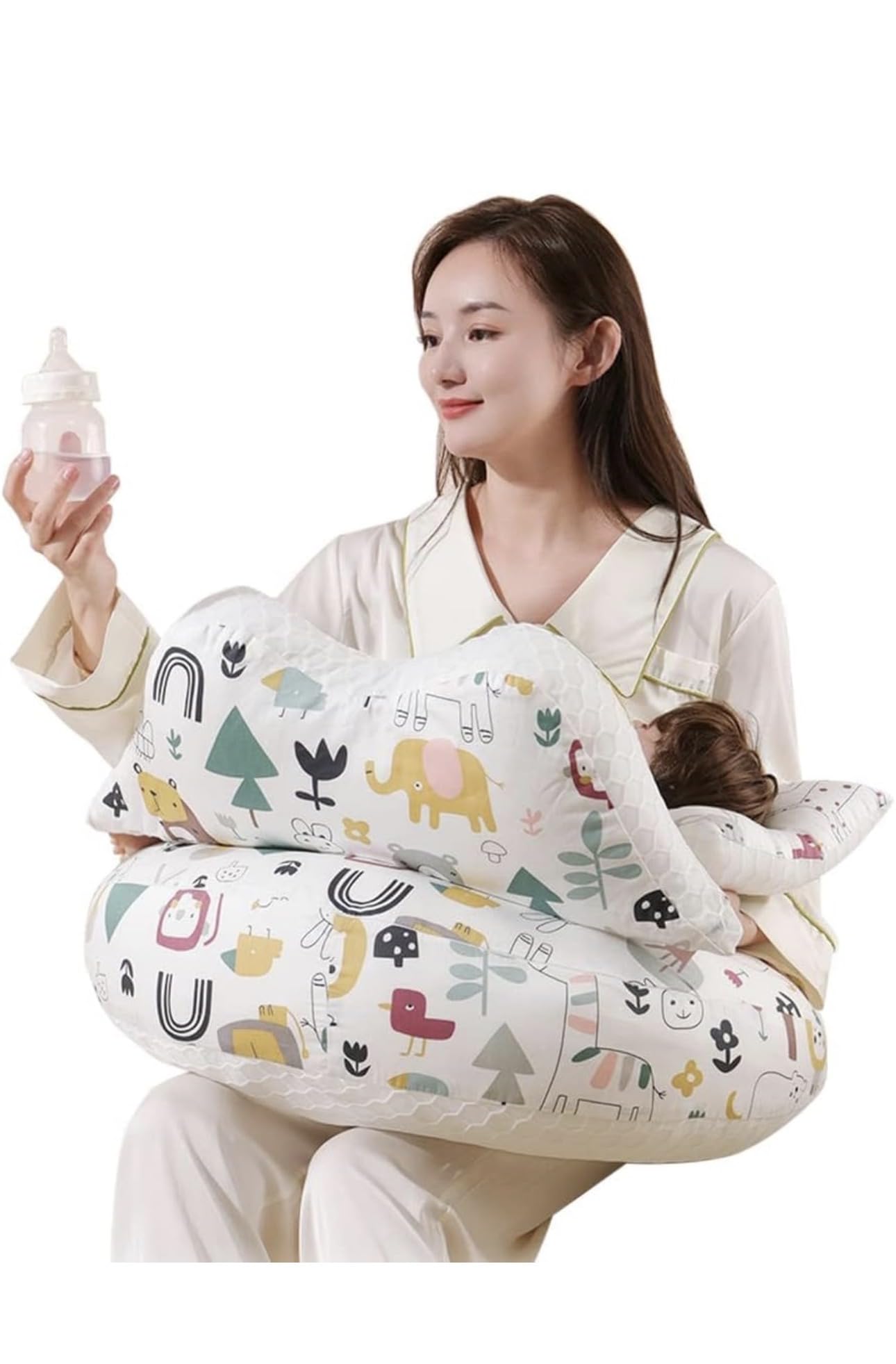 Premium Feeding Pillow for New Born Baby with Detachable Cover Breast Feeding & Maternity Nursing Pillow for Breastfeeding Set of Support for Baby Feeding Pillow for Side Back (Cartoon-U3-X)-image-43