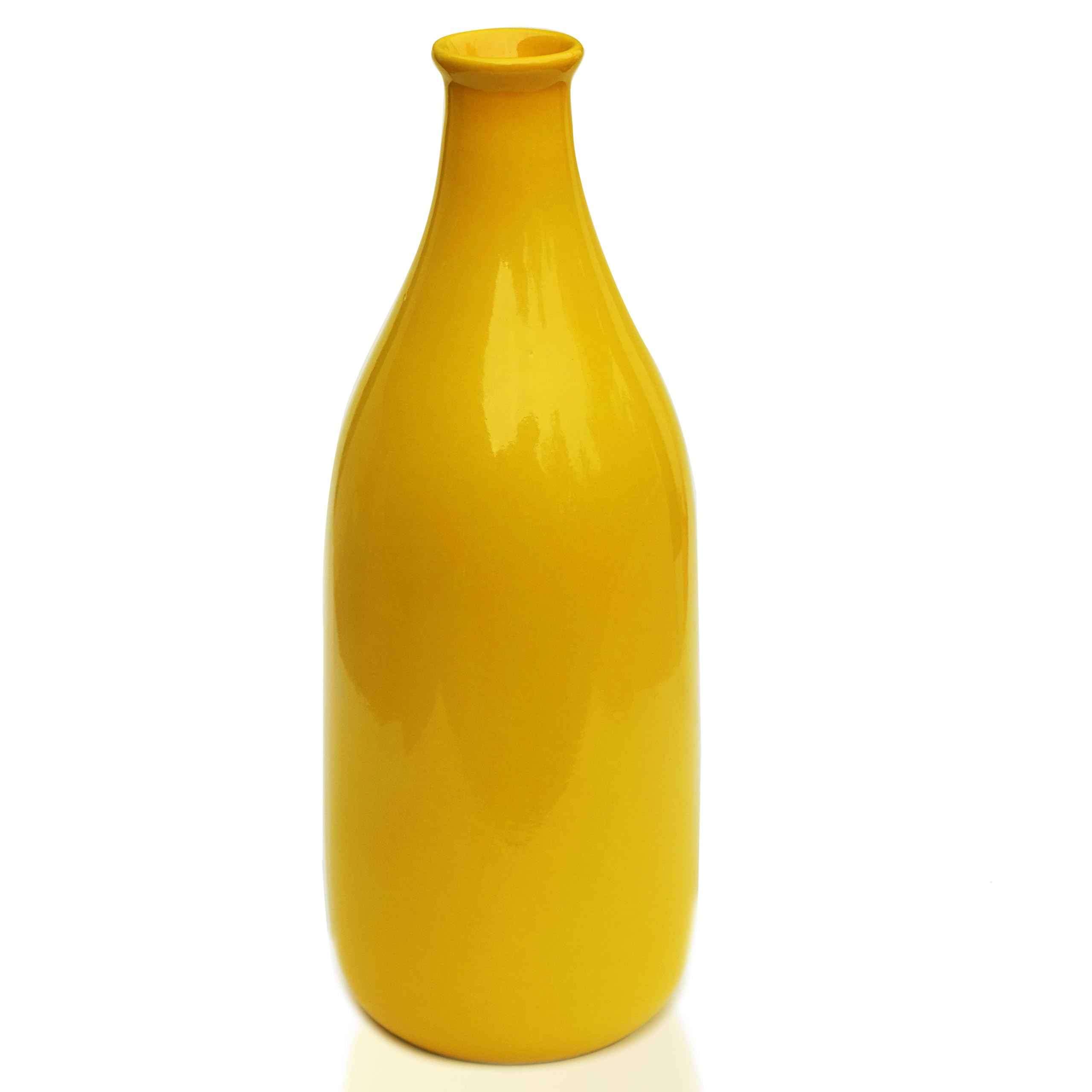 Pure Source India Ceramic Decorative Flower Vase - Elegant Decorative Piece Handcrafted Home Décor (3.75 x 10.5 Inch, Yellow)-image-35