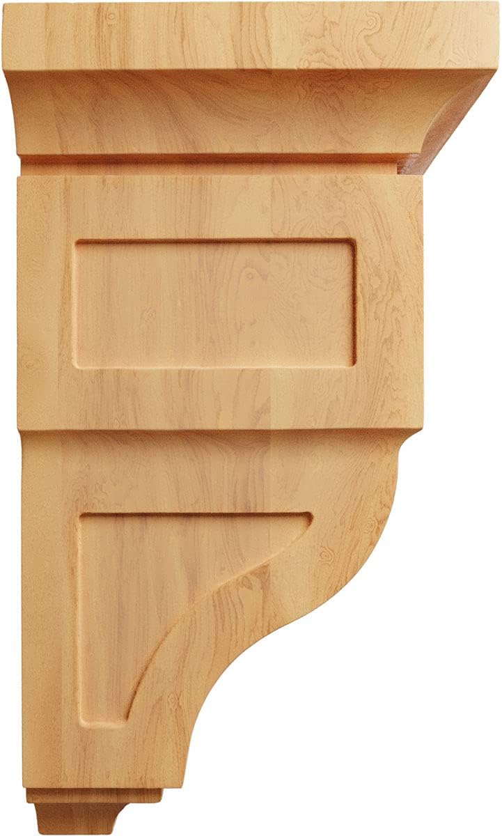 Ekena Millwork CORW07X07X14RYRO Jumbo Reyes Wood Corbels, 7"W x 7 3/4"D x 14"H, Red Oak