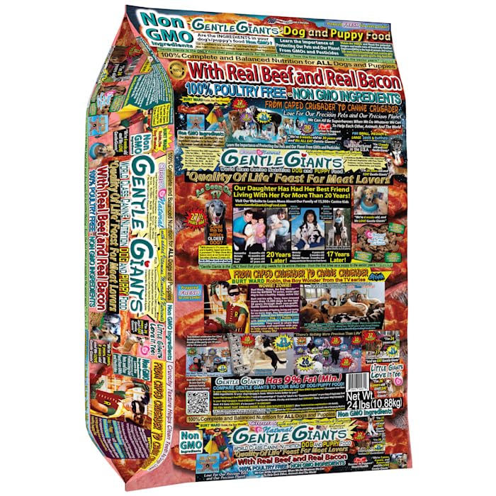 GENTLE GIANTS Non GMO Real Beef and Bacon Dog and Puppy Dry Food 24 lbs.