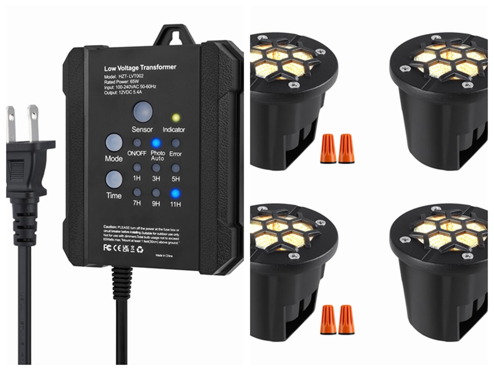 Outdoor Low Voltage Transformer with Landscape LED In Ground Lights