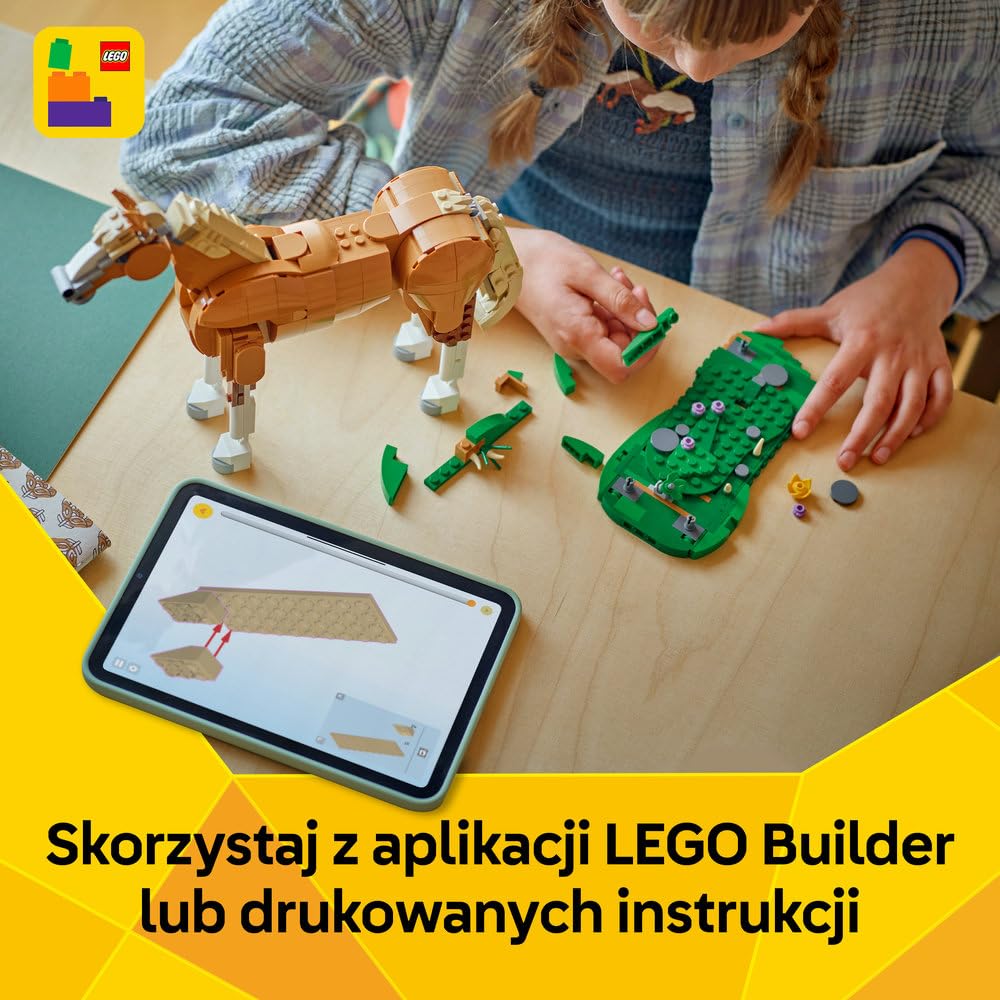 LEGO Creator 3 w 1 Piękny koń 31166 | Zestaw klocków konstrukcyjnych, figurka konia do przebudowy na niedźwiedzia lub jelenia, prezent dla dzieci 9+, 685 elementów