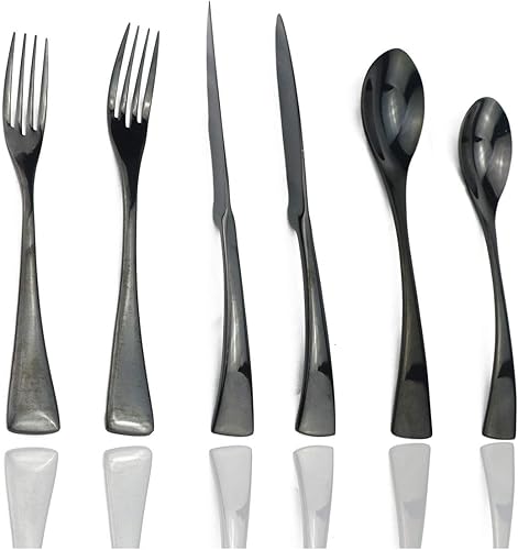 Miniatura 8 de JASHII Juego de cubiertos dorados de 24 piezas, juego de vajilla de acero inoxidable 1810 para 4, incluye cuchillo, tenedorcuchara, pulido con